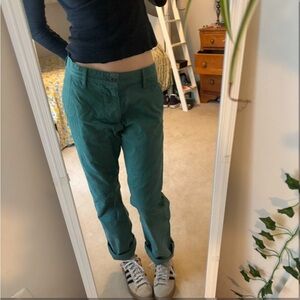 Canvas green pants relaxed fit